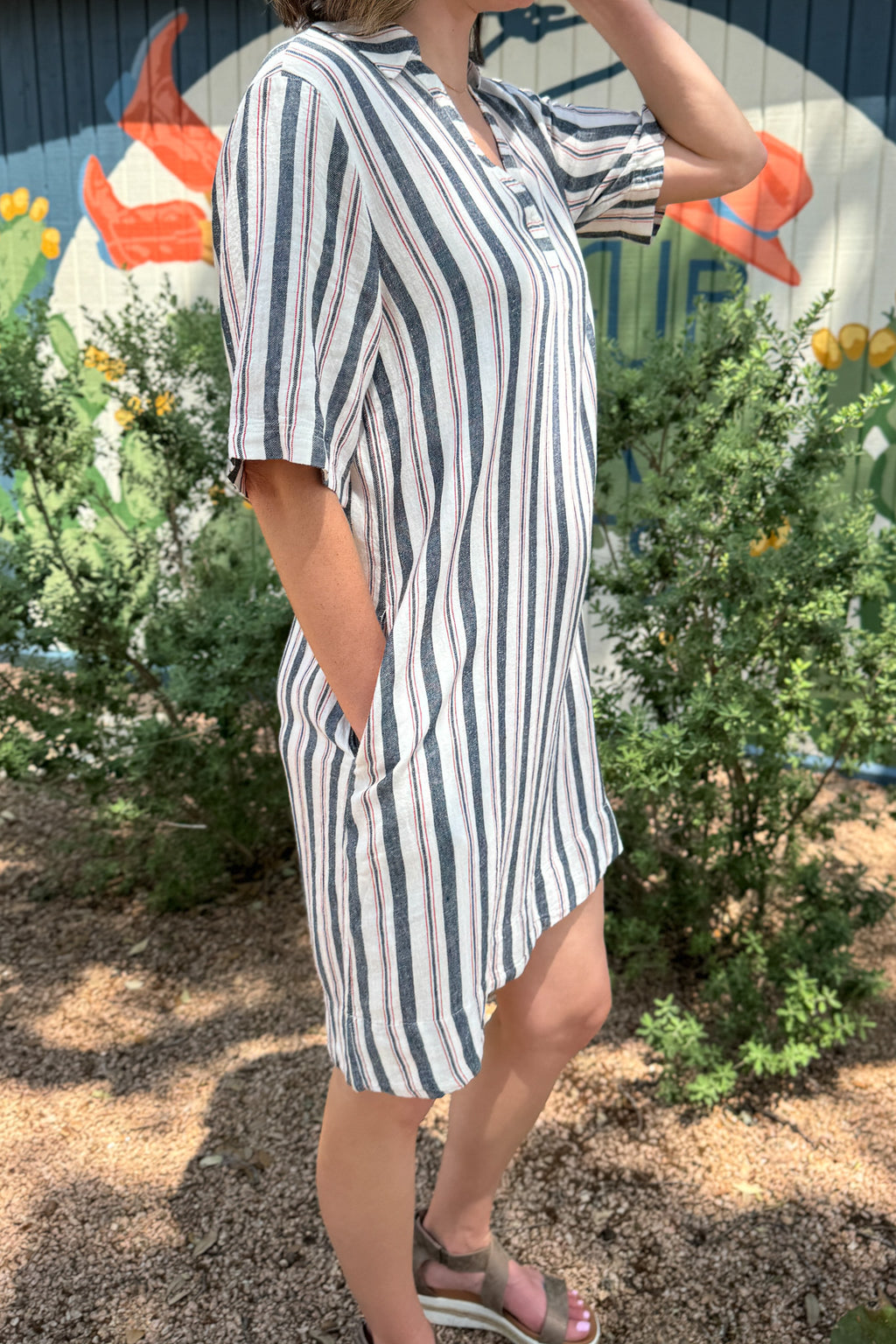 Chelsea Popover Linen Blend Dress Large
