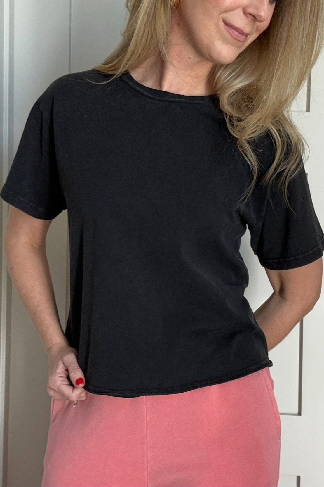 Mineral Washed Raw Hem Tee, 100% Cotton - Cotton & Cashmere