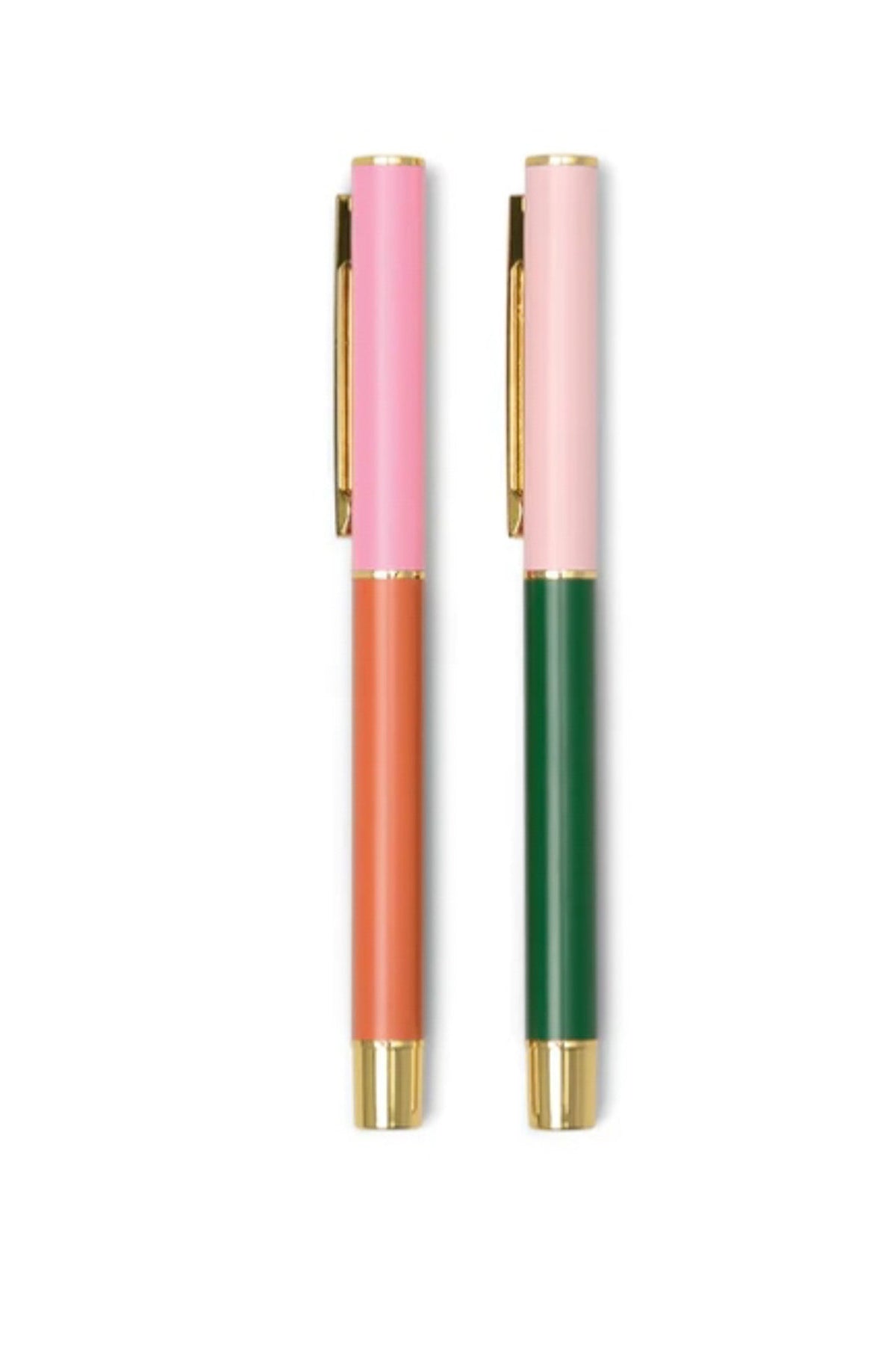 Brighten up the blah with our hot-hued writing utensils. Every set features two pens, each filled with rich black ink and decorated in vibrant, contrasting colors with a matte finish.
