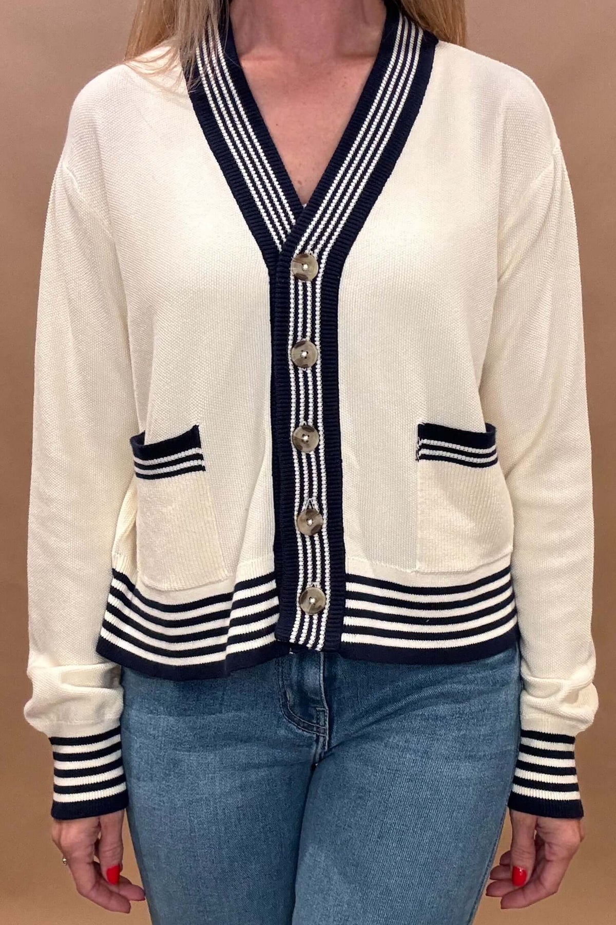 Madilyn Varsity Cardigan, 100% Organic Cotton