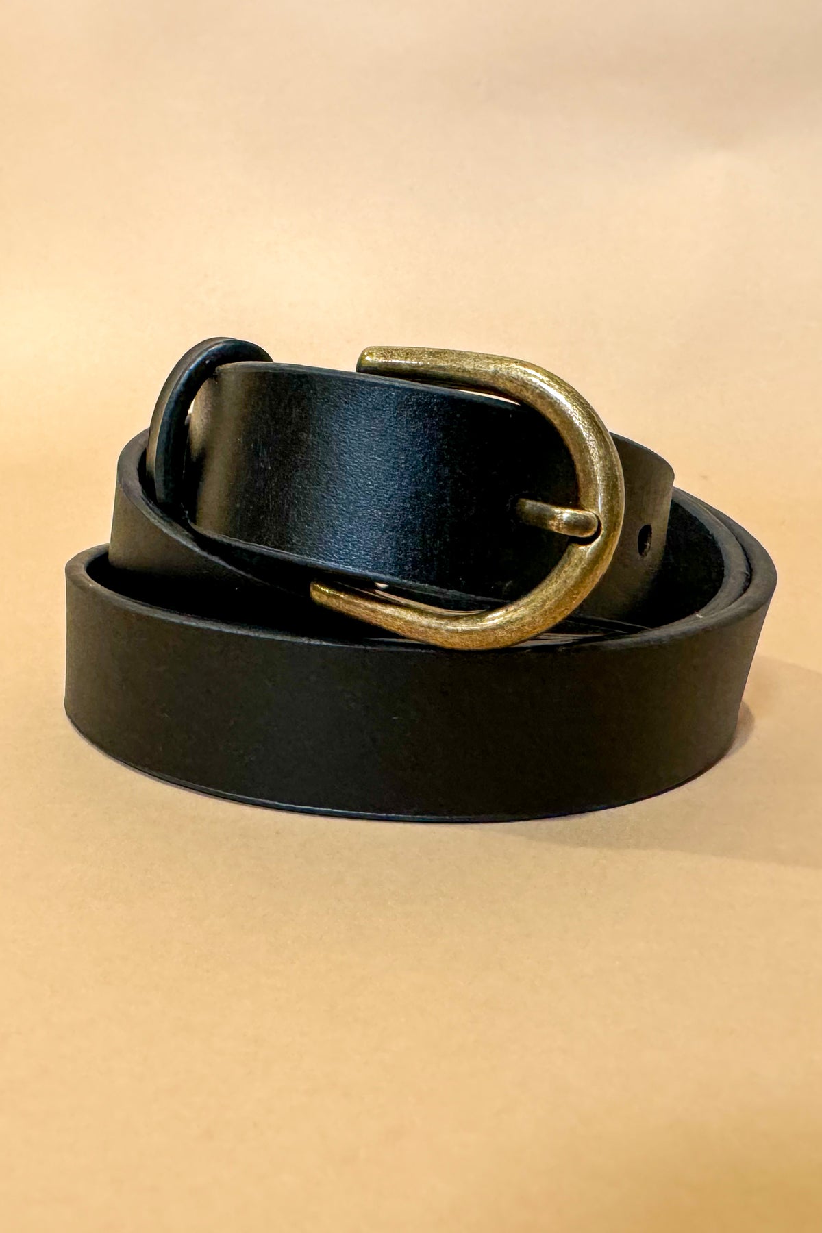 Slim Black Leather Belt