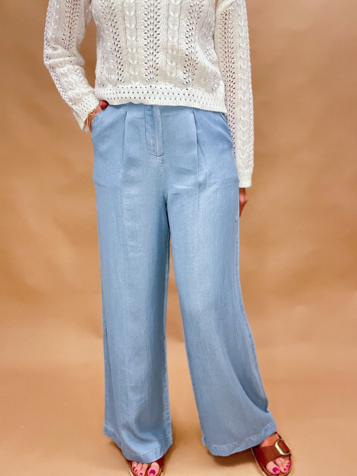 Pleated Chambray Pant