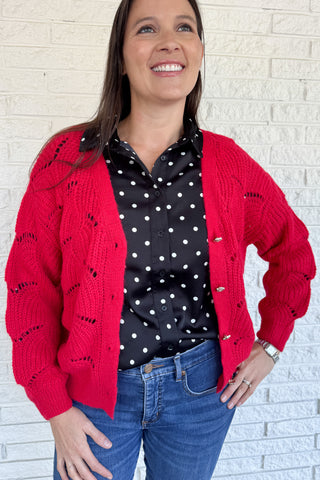 Open Knit Red Cardigan