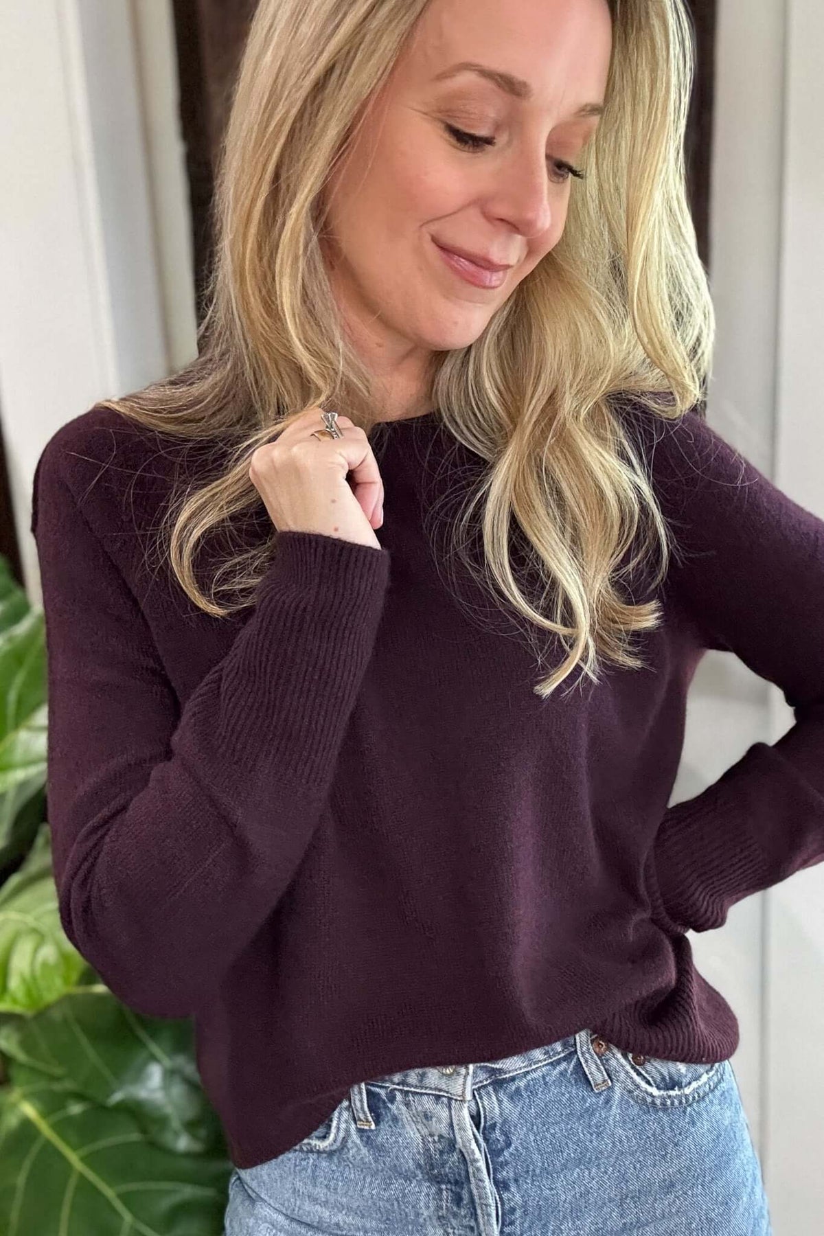 Burgundy Sloan Pullover, 100% Cashmere