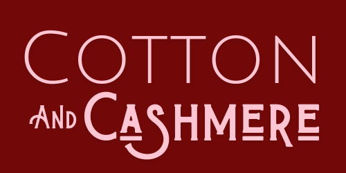 
  Cotton & Cashmere Blanco, Texas boutique logo in burgundy and soft pink.  