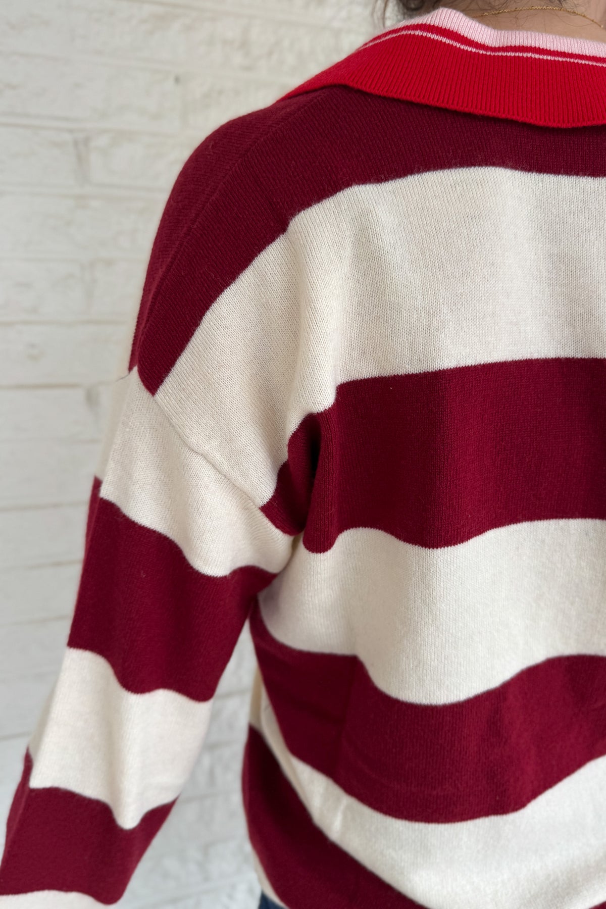 Easy, cozy, and polished all in one! This striped henley sweater brings that relaxed, lived in feel with a soft knit and an easy drape that looks great half tucked or worn loose. The collar and button front add a little structure, so you can wear it for everyday plans or dress it up with denim and boots. Designed to fit loose when you choose your true size, it gives you that effortless, comfortable fit without feeling oversized. A great grab and go layer for cooler mornings, casual days, and easy weekend st