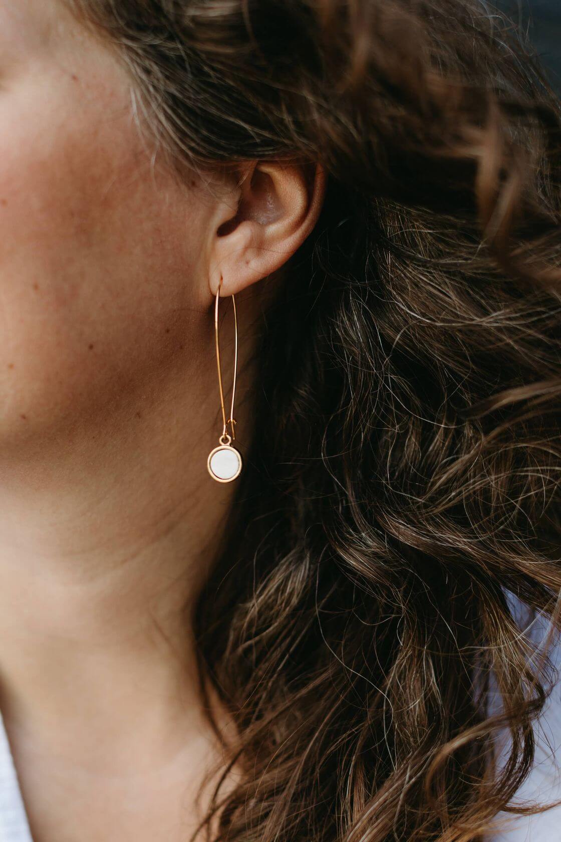 Angie Earrings in Gold & Cream Bone - Cotton & Cashmere