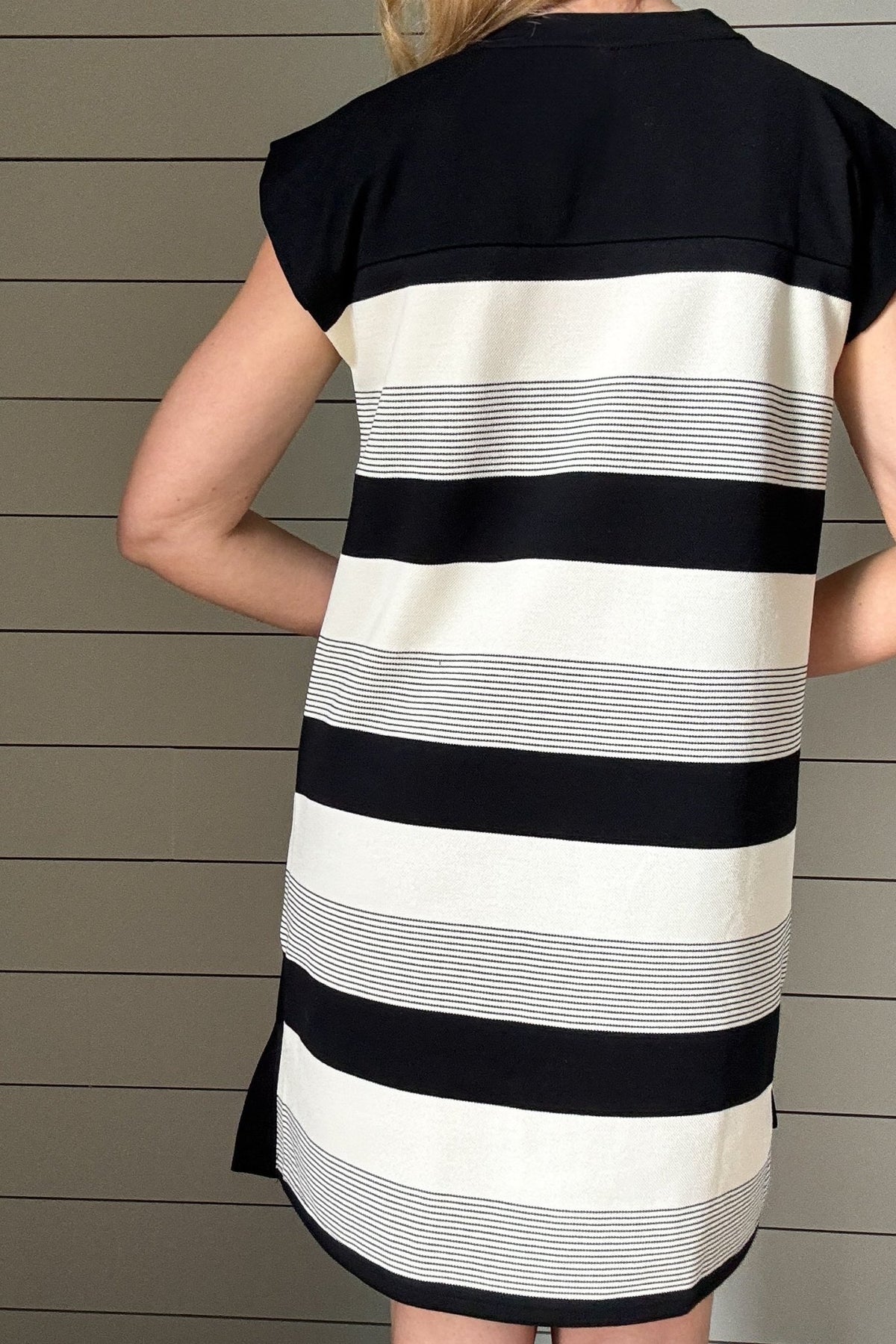 Black & Cream Preppy Dress Large