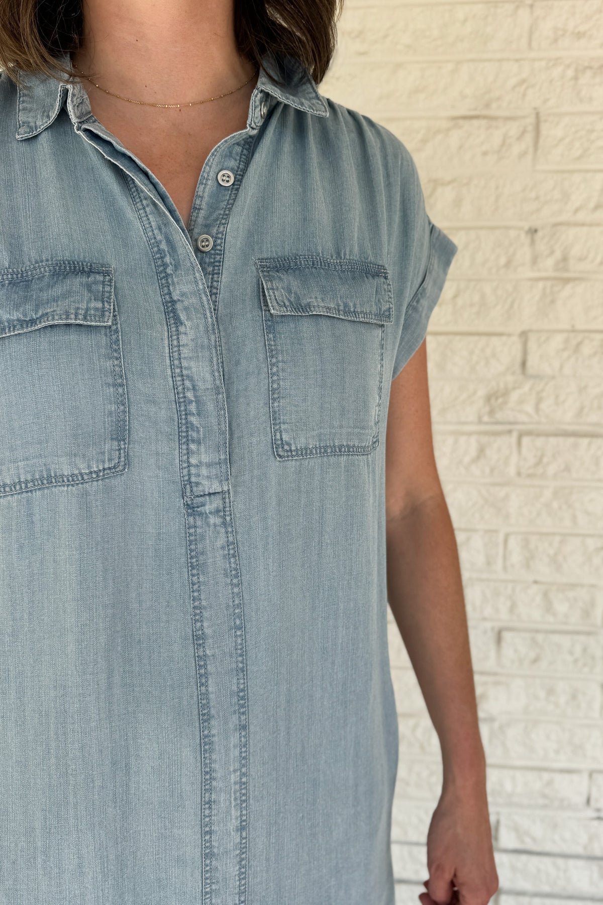 tencel shirt dress for women, soft denim look dress, women’s casual tencel dress, lightweight summer dress women, sustainable women’s fashion boutique, effortless style clothing for women, boutique women’s dresses Texas, Blanco TX clothing boutique, women’s fashion near me, Cotton & Cashmere boutique, quality women’s clothing, easy everyday dresses