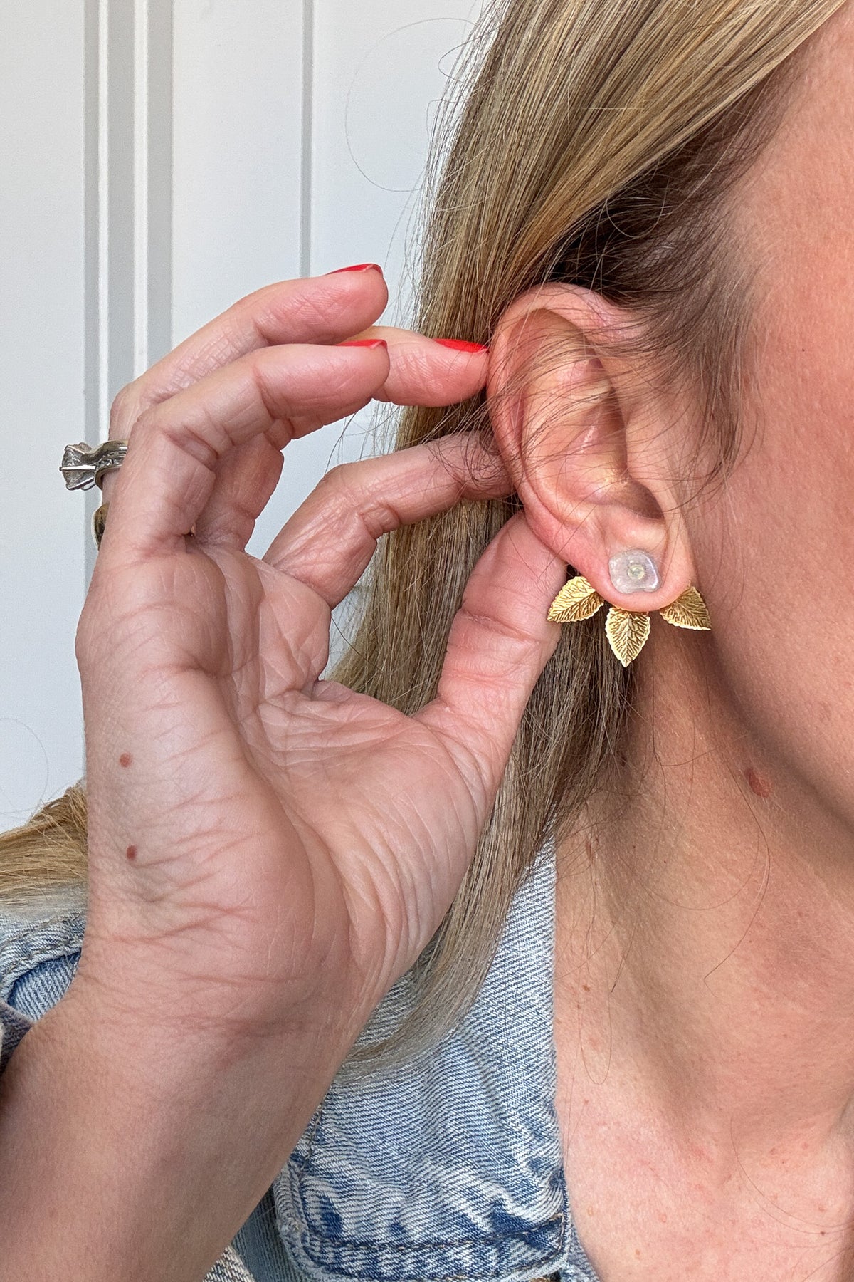 Who doesn't love a 2 for 1? Wear these little gems as stone studs or layered together with the botanical plant charm. Botanical plant charm can be worn in front of or behind your earlobe.