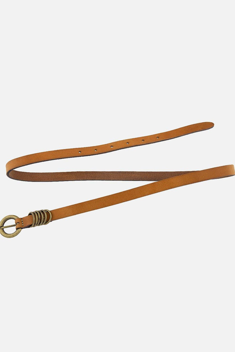 Amsterdam Heritage skinny leather belt in full-grain Italian leather with antique gold buckle at Cotton and Cashmere