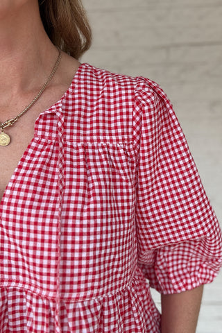 womens boutique, women's boutique in blanco texas, shops in blanco texas, stores in blanco texas, fashion in blanco texas. women's red gingham cotton blouse