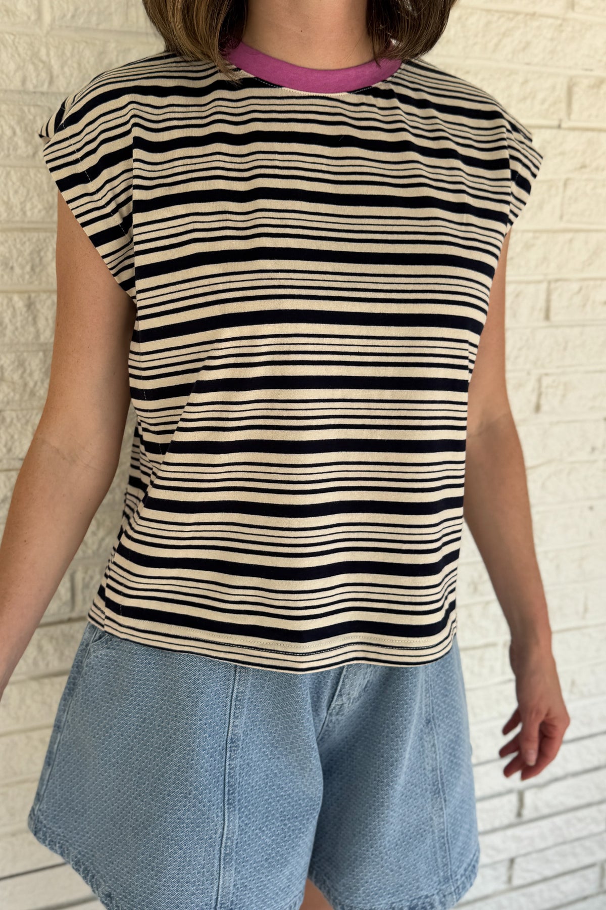 women’s striped cotton shirt, casual women’s tee, boutique clothing store near me, women’s cotton fashion, lightweight summer tops for women, women’s clothing boutique Texas, elevated everyday basics