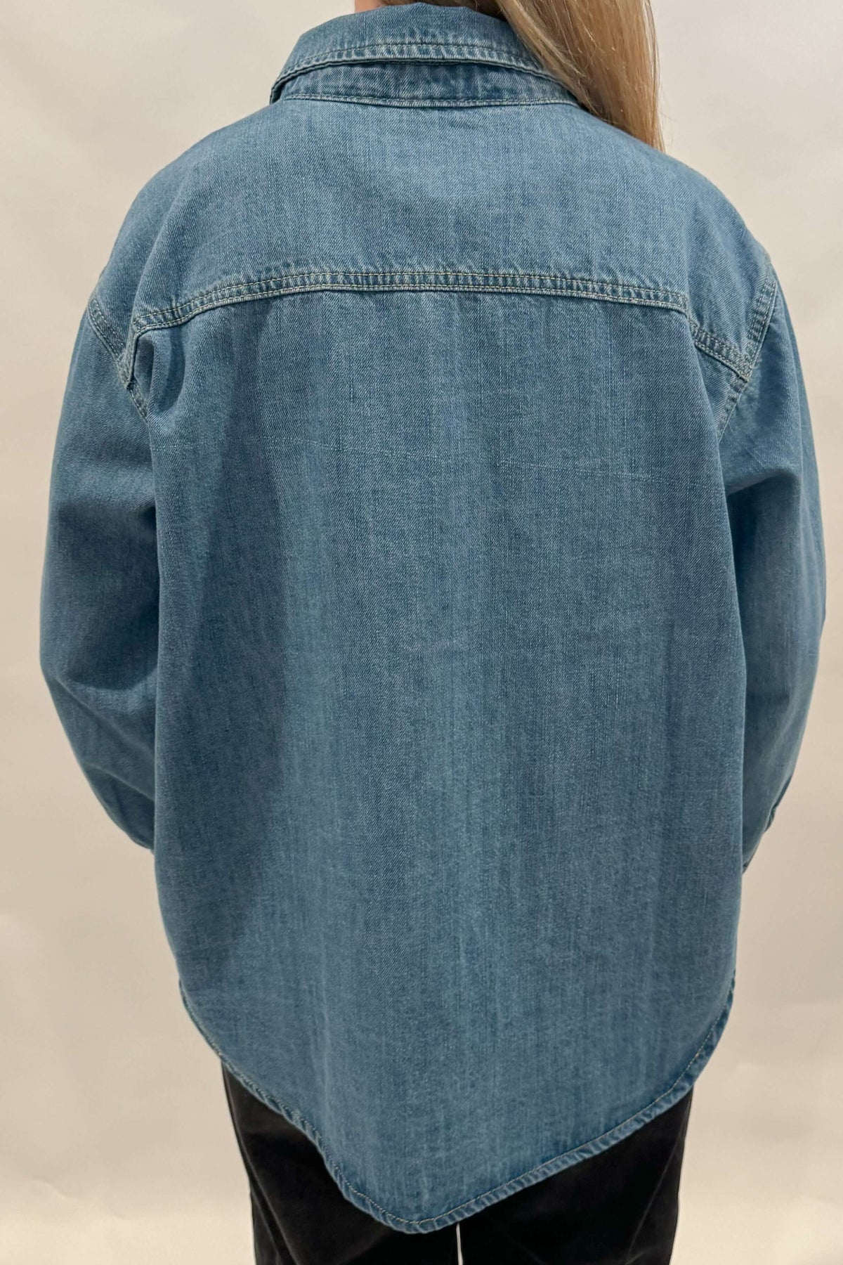 denim shirt with burnout pockets