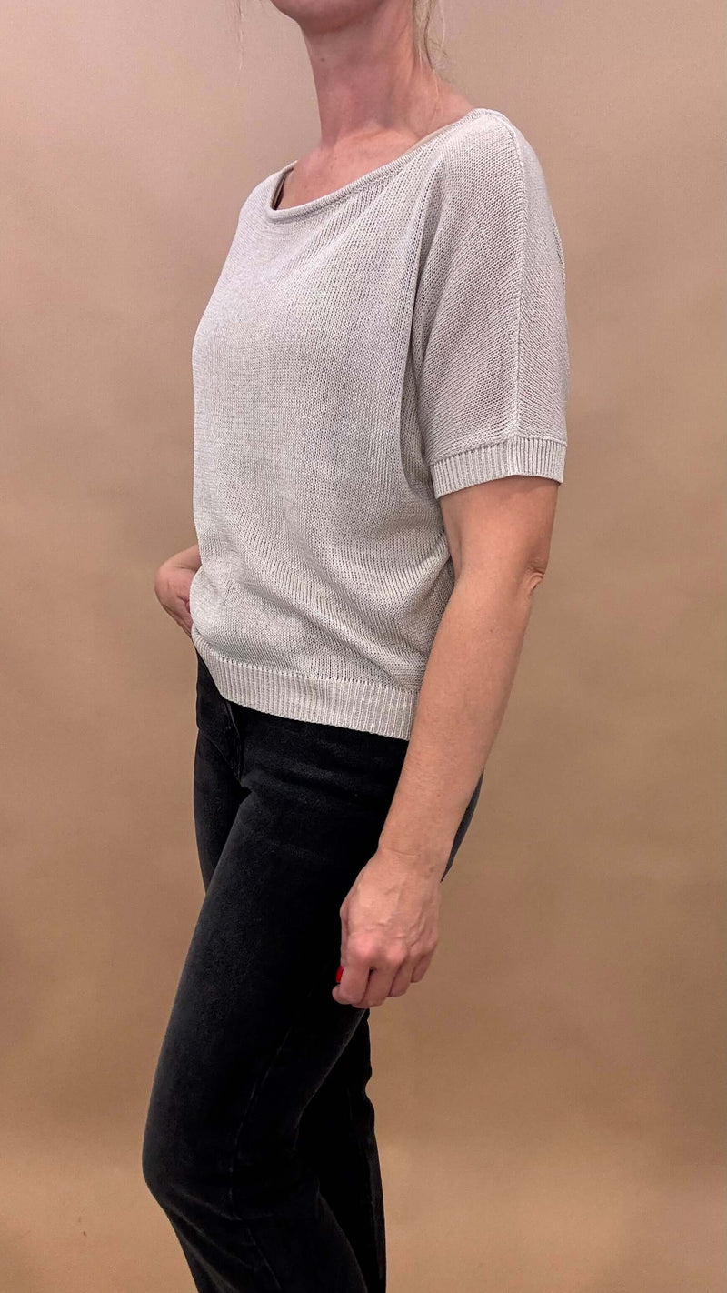 dove gray open knit sweater