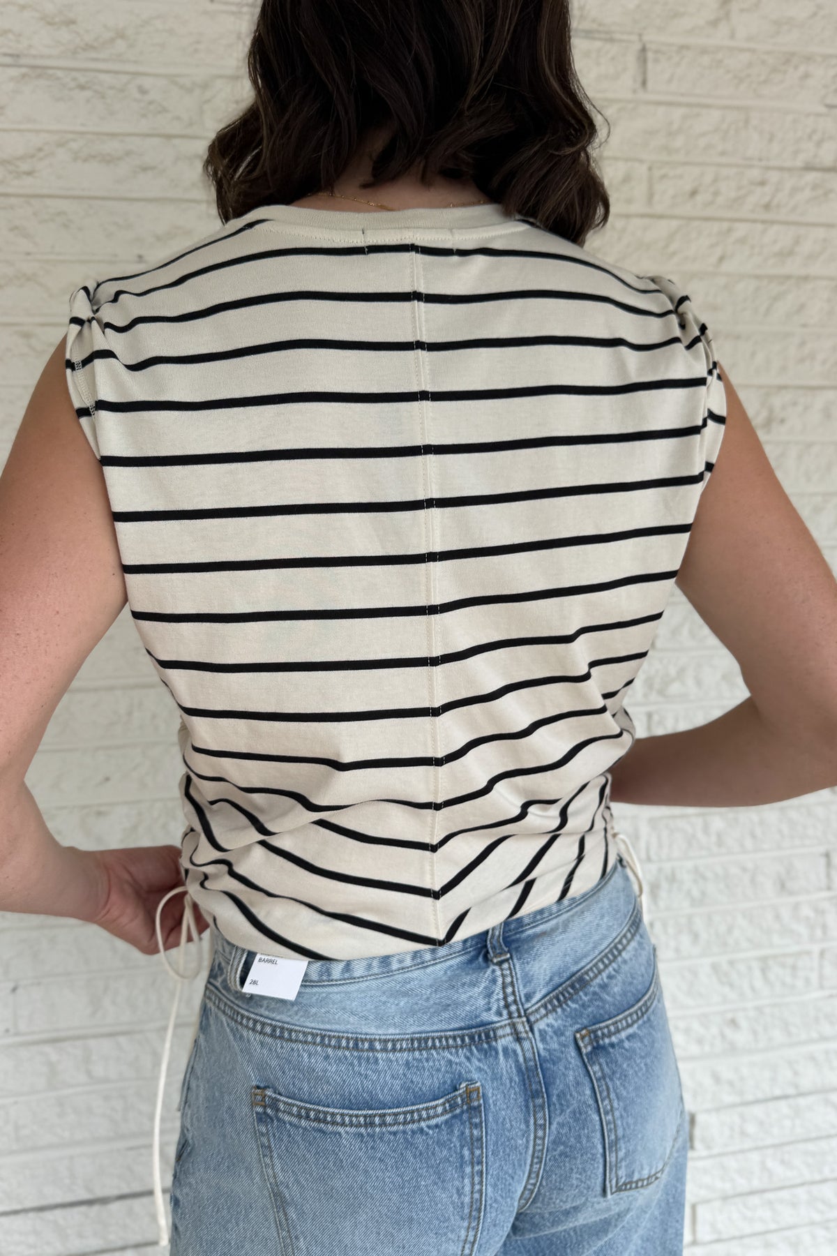 women’s clothing boutique, cotton women’s fashion, black stripe knit top, polished casual women’s top, women’s boutique Texas, effortless wardrobe essentials, elevated cotton blend basics