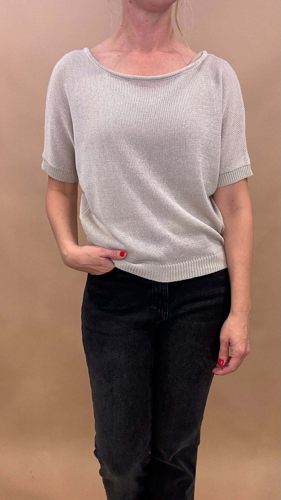 Featherweight Short Sleeve Knit Top - Cotton & Cashmere