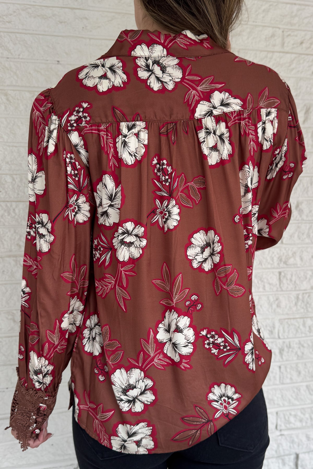 chocolate brown floral print