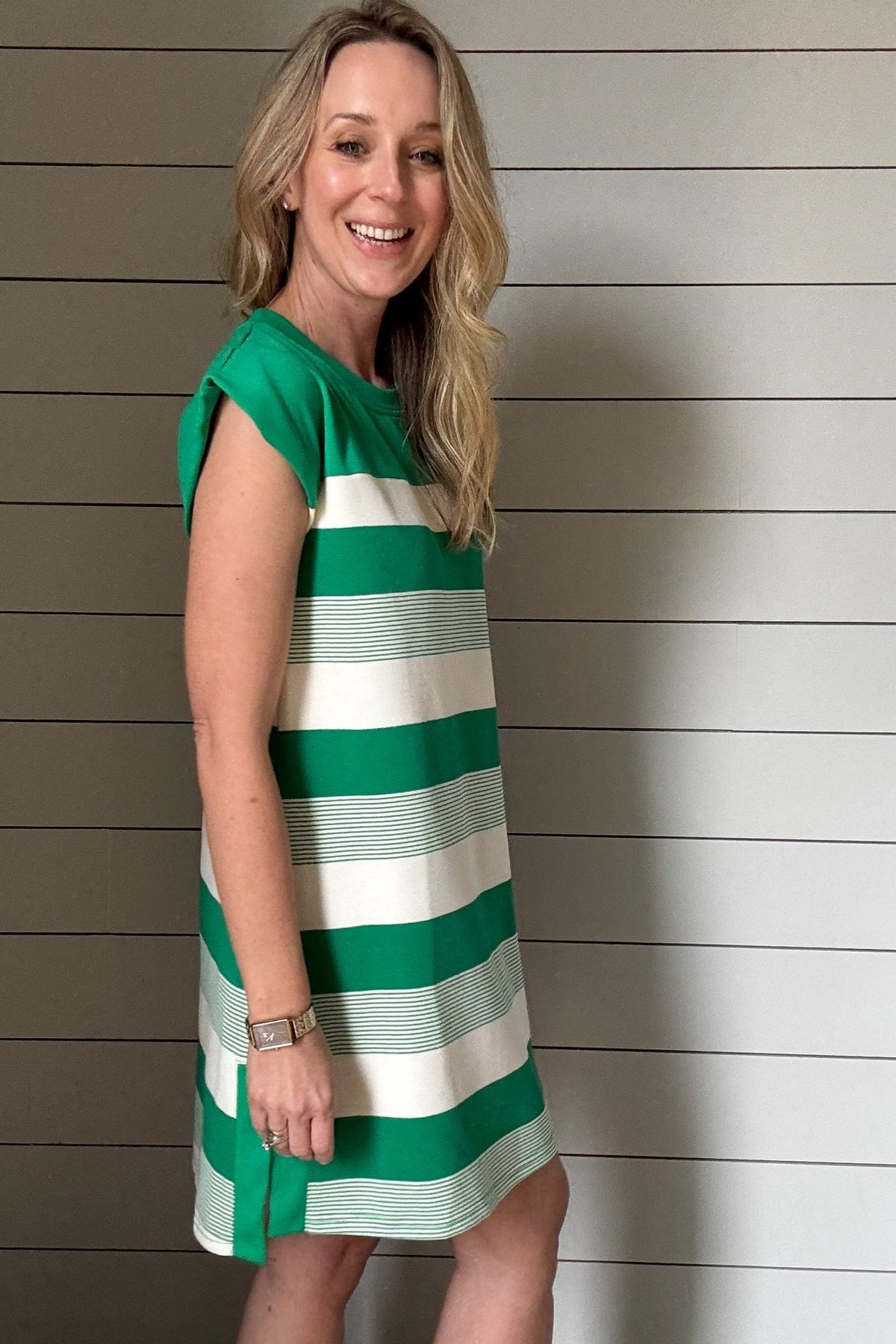 Green & Cream Preppy Dress - Cotton & Cashmere