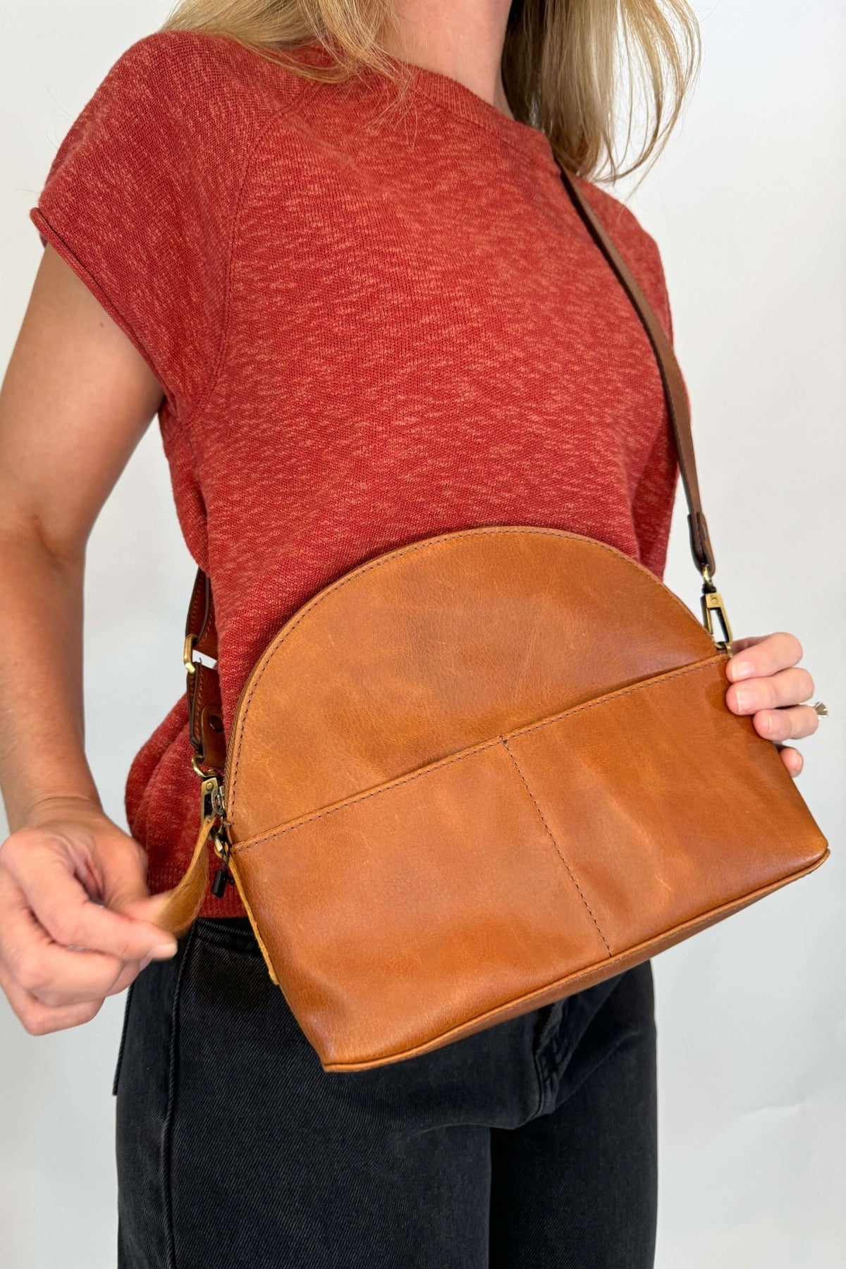 Half moon Crossbody Bag in Vintage Brown - Cotton & Cashmere