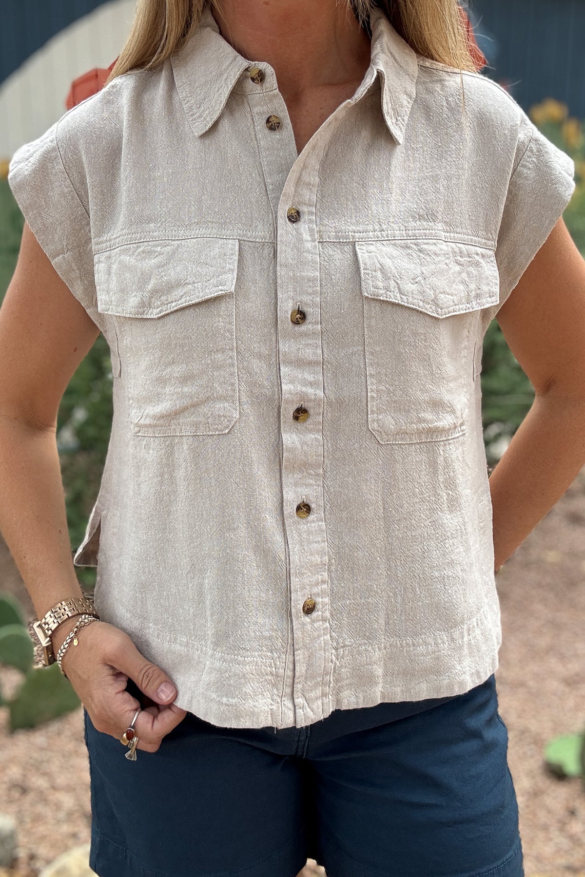 linen button up shirt
100% linen shirt
women’s linen top
sleeveless linen shirt
linen shirt with pockets
collared linen top
lightweight linen blouse
breathable summer top
casual linen clothing
boutique linen shirt
women’s boutique clothing
natural fabric clothing
Cotton & Cashmere linen
Blanco Texas boutique
shopping in Blanco Texas