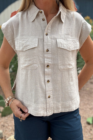 linen button up shirt
100% linen shirt
women’s linen top
sleeveless linen shirt
linen shirt with pockets
collared linen top
lightweight linen blouse
breathable summer top
casual linen clothing
boutique linen shirt
women’s boutique clothing
natural fabric clothing
Cotton & Cashmere linen
Blanco Texas boutique
shopping in Blanco Texas