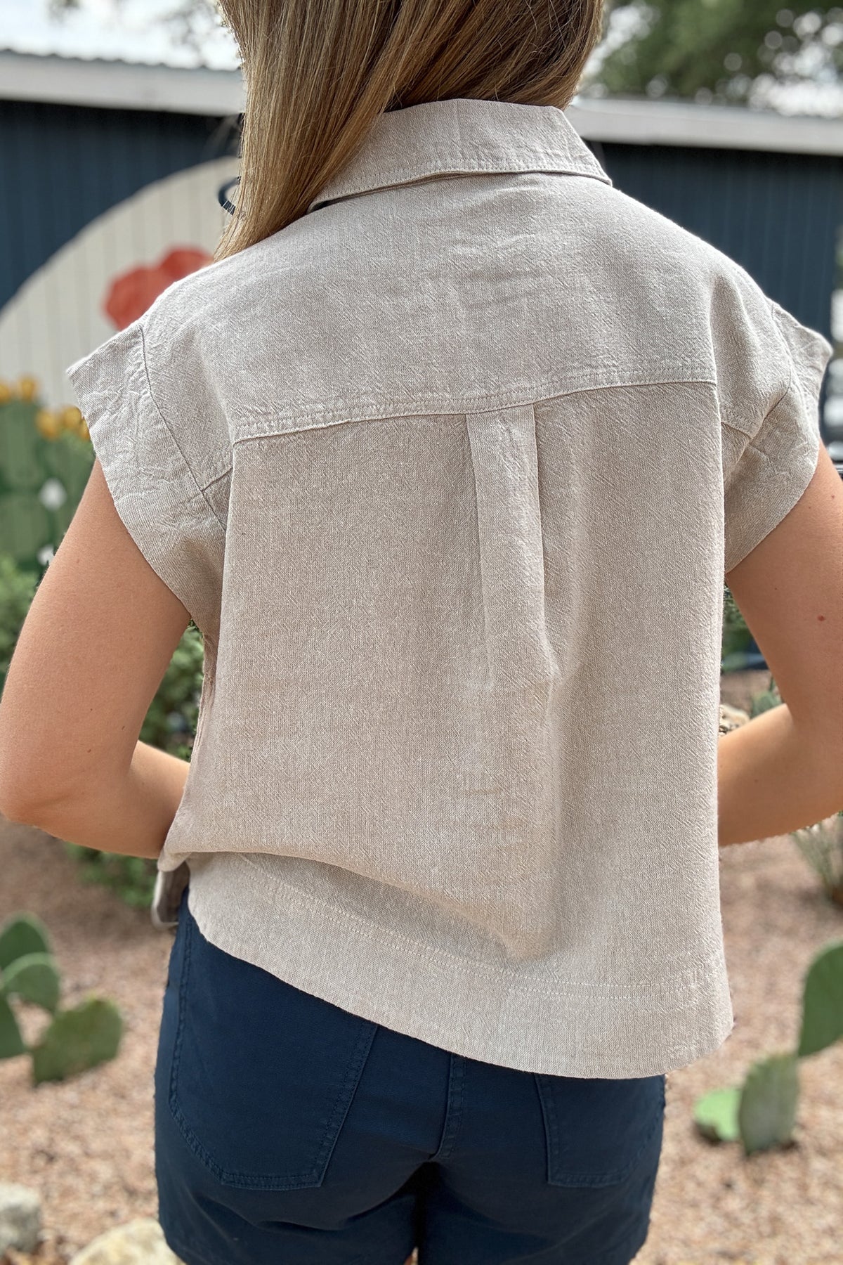linen button up shirt
100% linen shirt
women’s linen top
sleeveless linen shirt
linen shirt with pockets
collared linen top
lightweight linen blouse
breathable summer top
casual linen clothing
boutique linen shirt
women’s boutique clothing
natural fabric clothing
Cotton & Cashmere linen
Blanco Texas boutique
shopping in Blanco Texas