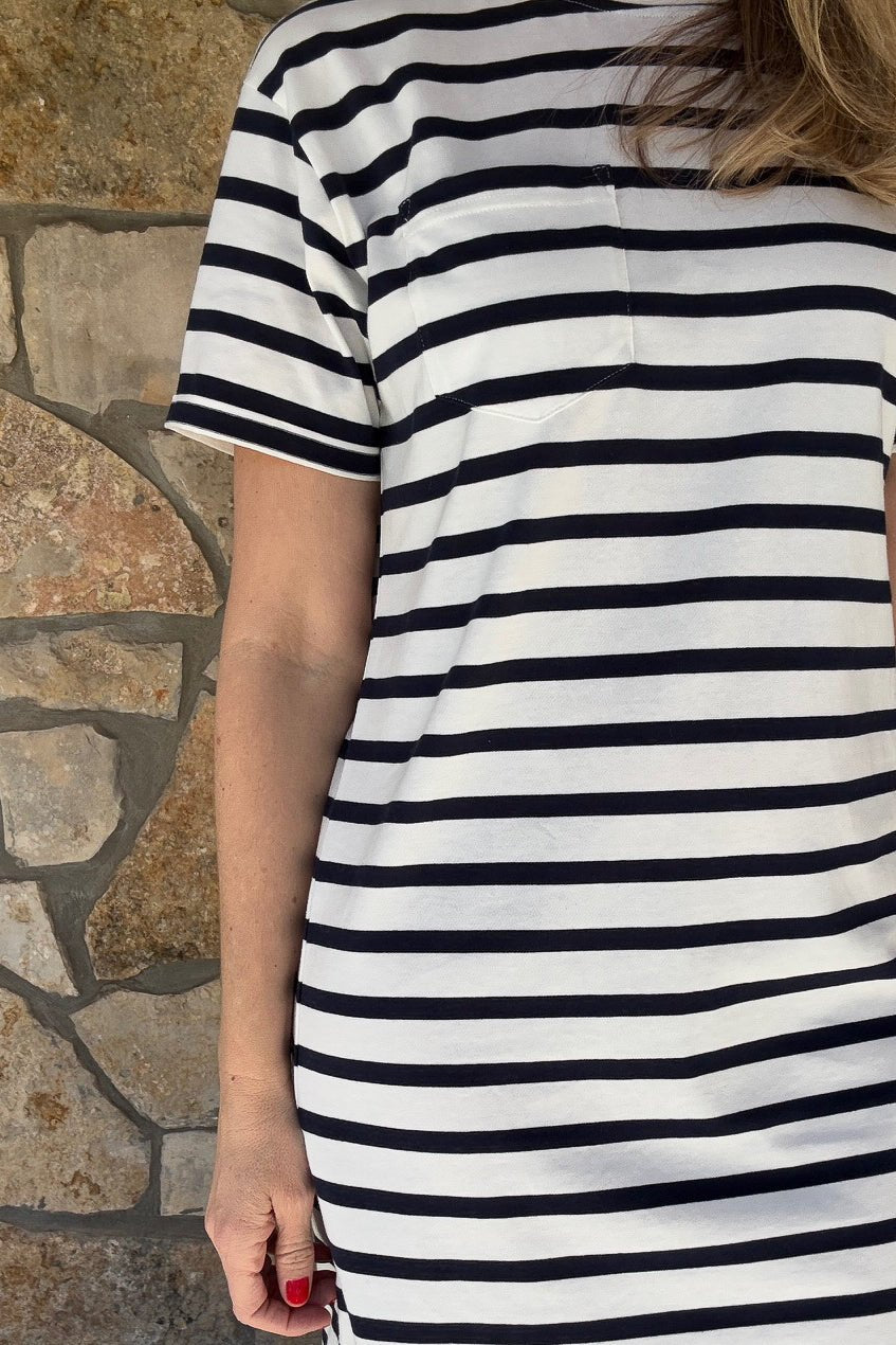 Kickback Cotton Striped Dress - Cotton & Cashmere