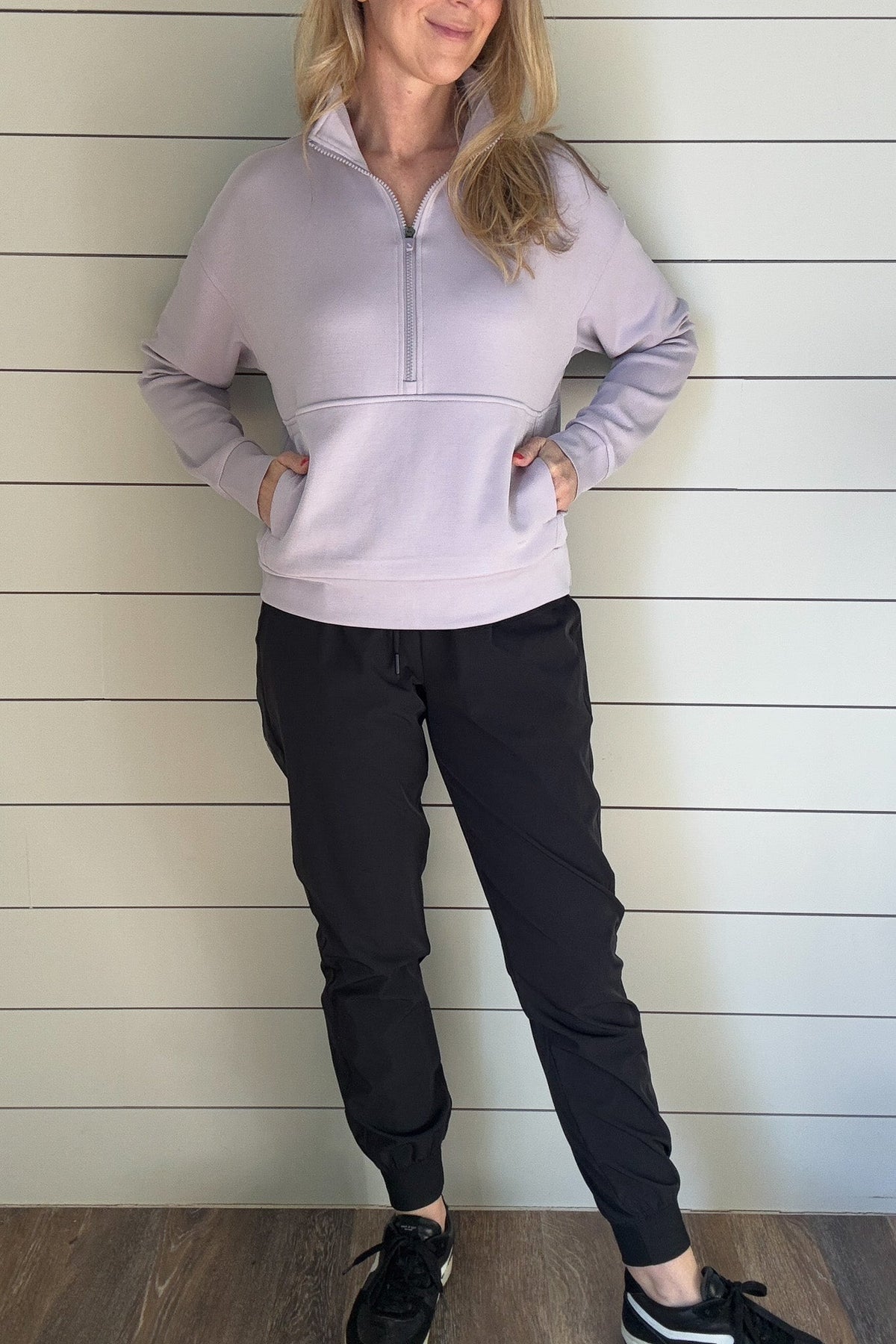 Lavender Zip Front Pullover Sweatshirt - Cotton & Cashmere