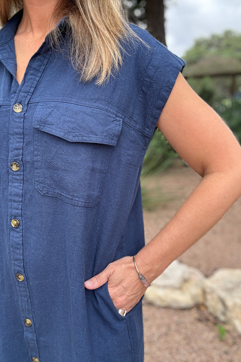 100% linen dress
linen button up dress
navy linen dress
women’s linen dress
short sleeve linen dress
linen dress with pockets
casual linen dress
button front dress
easy summer dress
natural fabric dress
effortless style boutique
Cotton and Cashmere Blanco Texas
women’s clothing boutique Blanco TX
Blanco Texas boutique shopping
women’s fashion Blanco TX