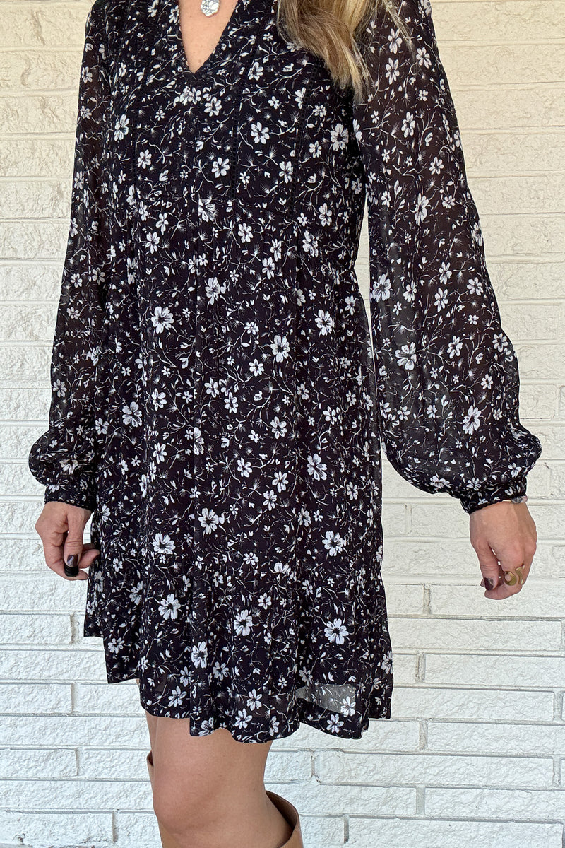 The Naomi Flowy Mini Dress has been restocked! Made from romantic Viscose Georgette, this dress boasts loose, airy sleeves and delicate ladder trim for a comfortable and stylish look. Pair it with your favorite fall boots for the ultimate day-to-night outfit that exudes effortless vibes. She's the mini dress, all grown up.