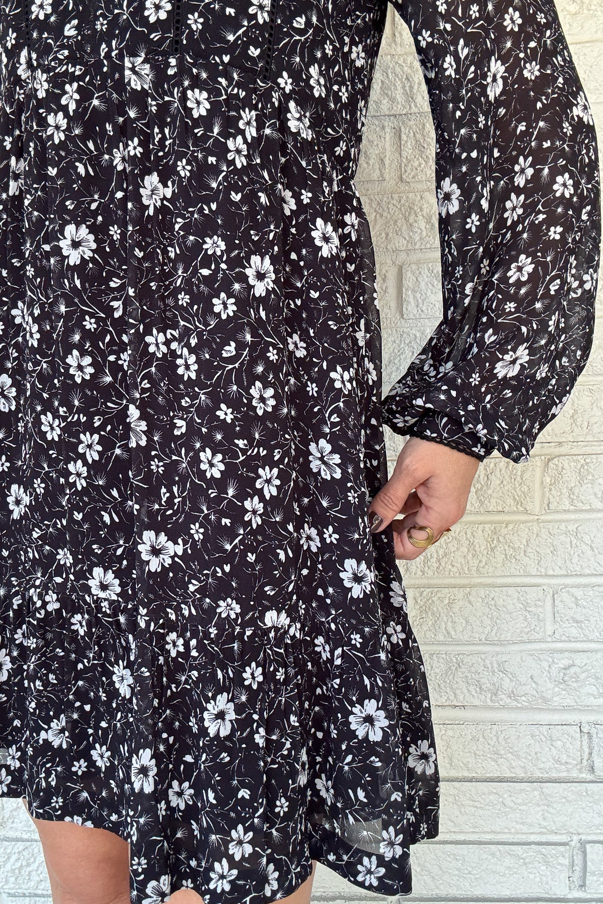 The Naomi Flowy Mini Dress has been restocked! Made from romantic Viscose Georgette, this dress boasts loose, airy sleeves and delicate ladder trim for a comfortable and stylish look. Pair it with your favorite fall boots for the ultimate day-to-night outfit that exudes effortless vibes. She's the mini dress, all grown up.