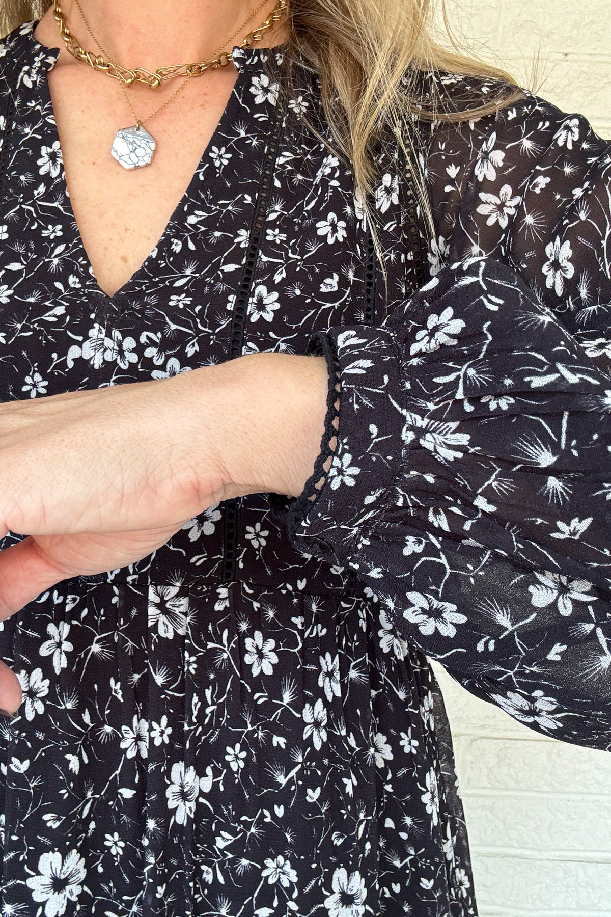The Naomi Flowy Mini Dress has been restocked! Made from romantic Viscose Georgette, this dress boasts loose, airy sleeves and delicate ladder trim for a comfortable and stylish look. Pair it with your favorite fall boots for the ultimate day-to-night outfit that exudes effortless vibes. She's the mini dress, all grown up.
