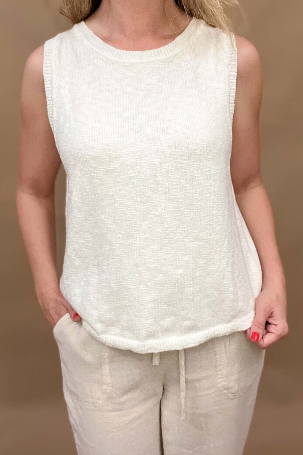 nubby knit sleeveless top