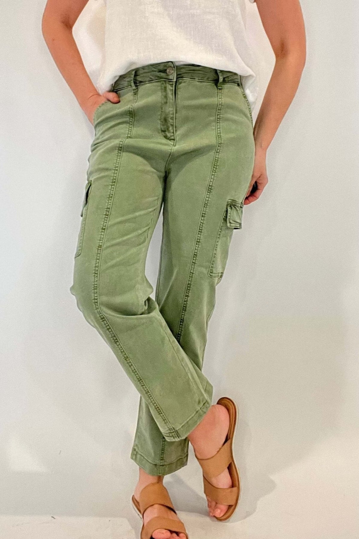 Olive Green Cargo Pants - Cotton & Cashmere