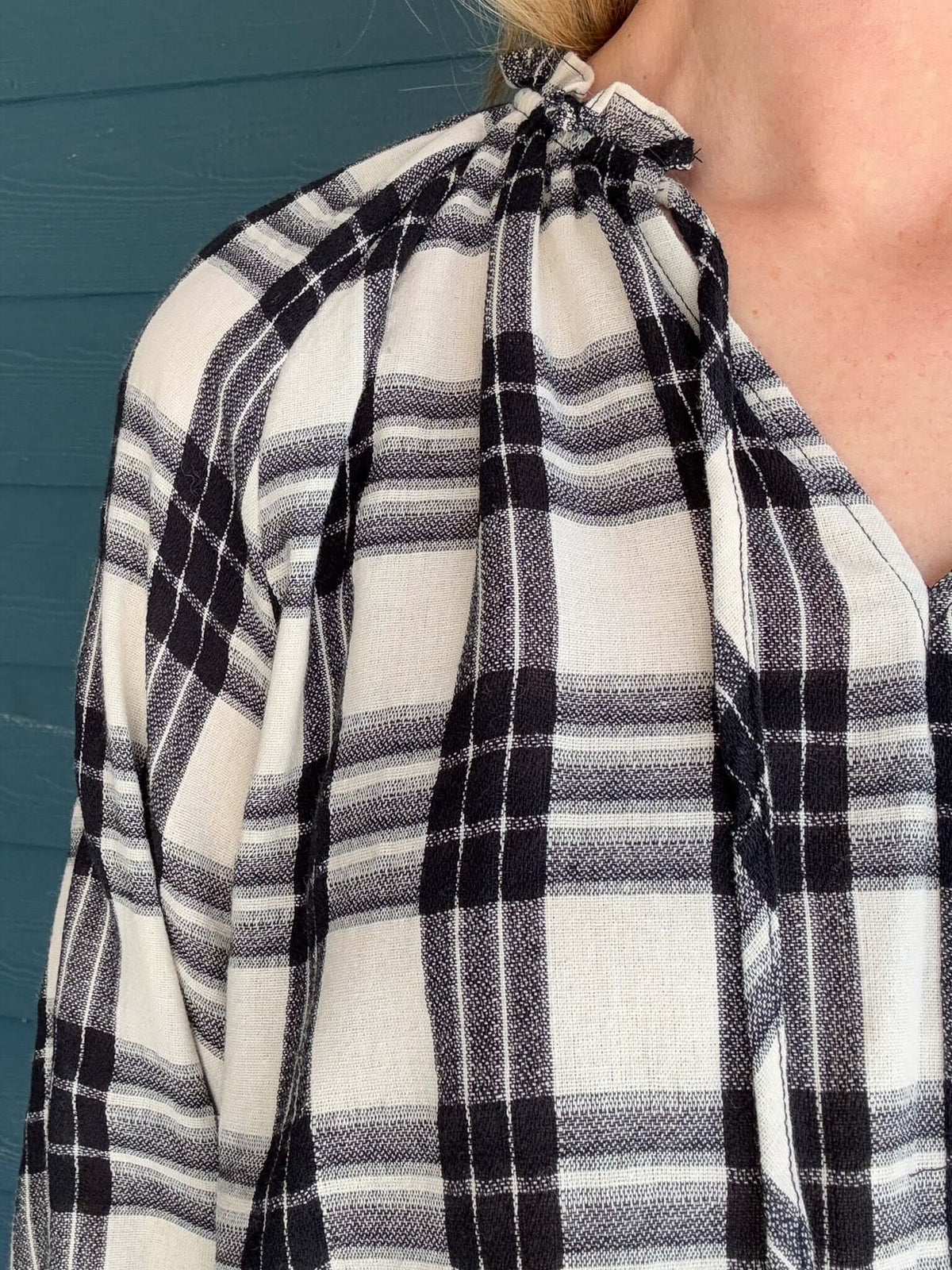 Plaid Long Sleeve Blouse - Cotton & Cashmere