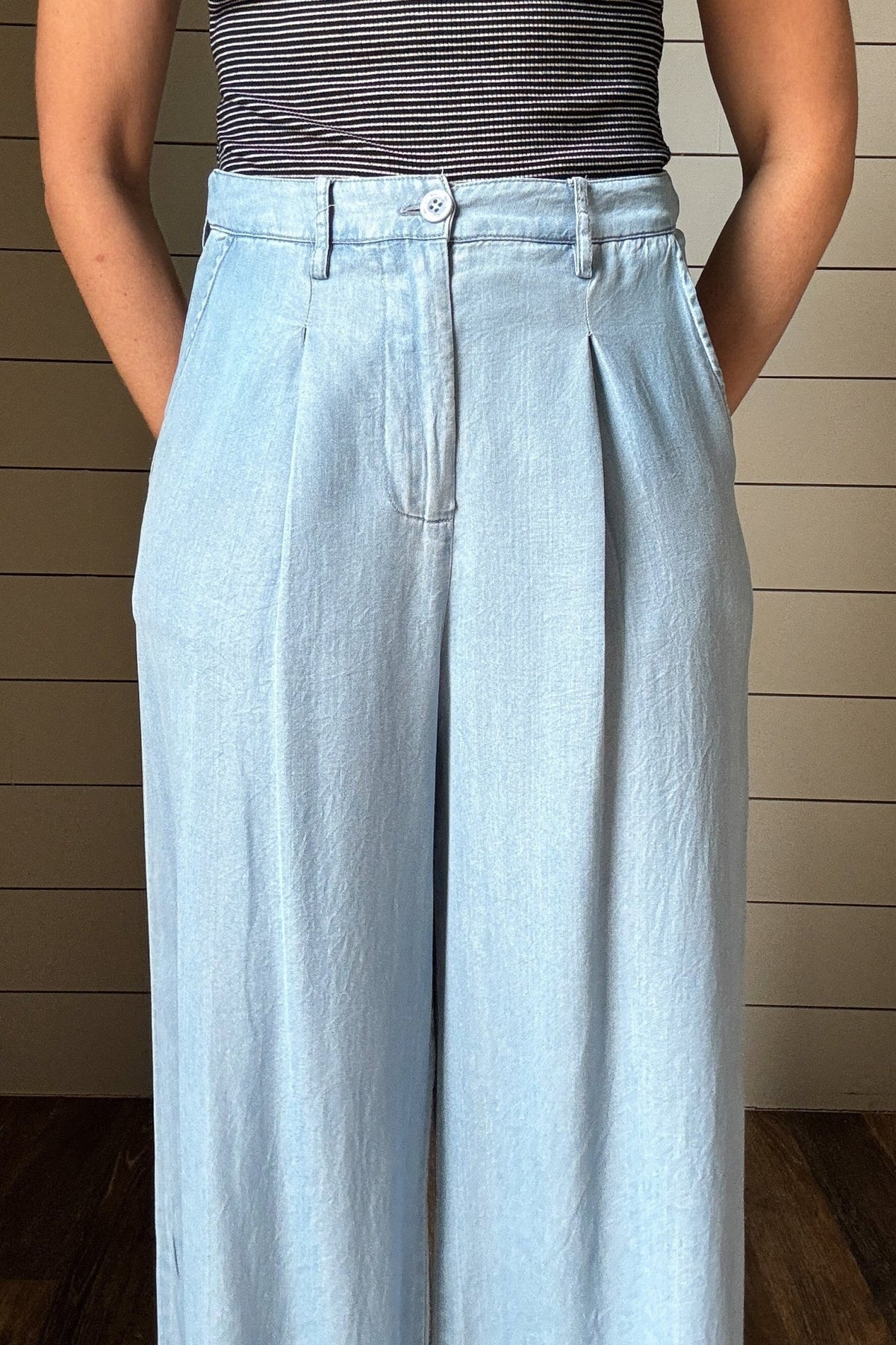 Pleated Light Blue Pant - Cotton & Cashmere