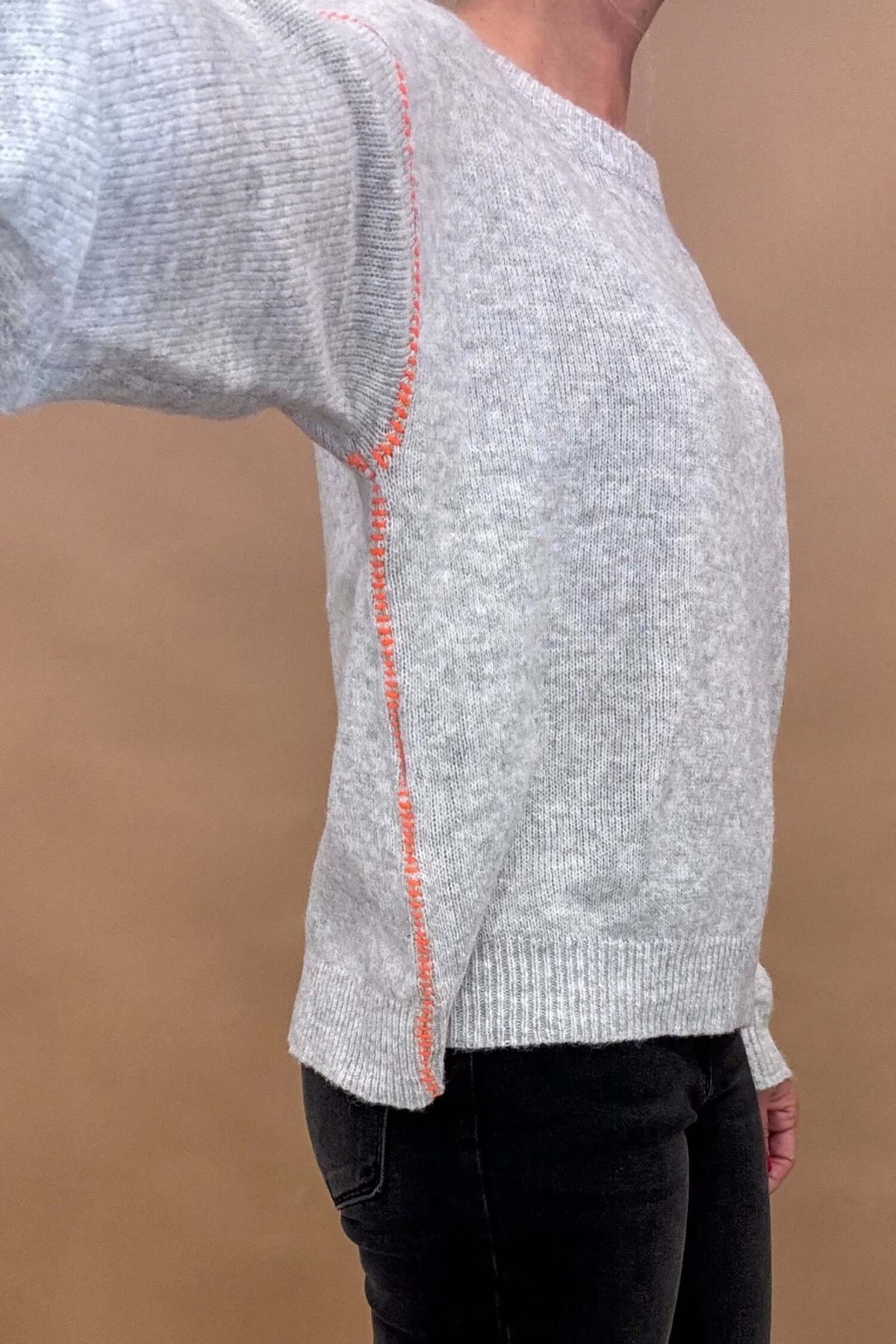 Pop of Orange Sweater - Cotton & Cashmere