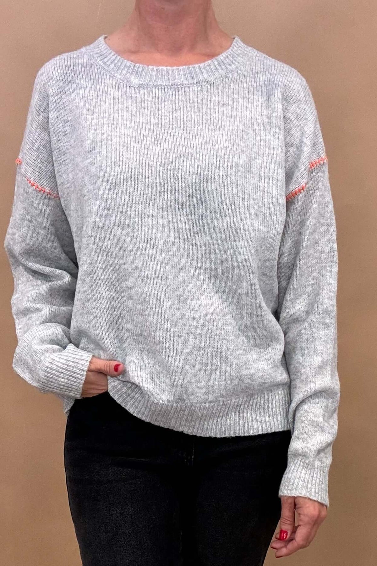 Pop of Orange Sweater - Cotton & Cashmere