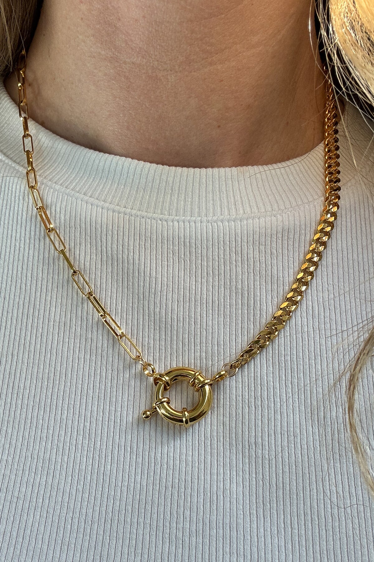 Add some nautical fun to your summer outfits! This necklace is made in the USA &amp; has an adjustable chain.

24k gold plated over brass
water resistant
adjustable 22" - 24" necklace
nickel / lead free
made in the USA with materials ethically sourced