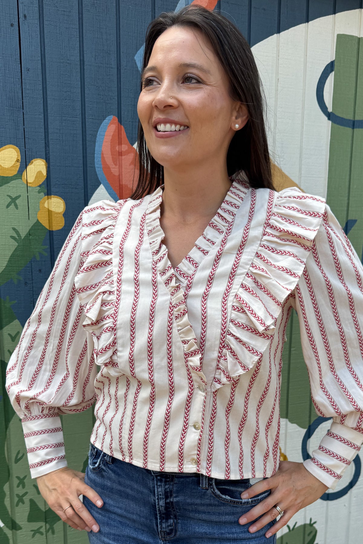 &nbsp;Ruffled (but not too ruffled) and stunning, this 100% cotton top is an effortless piece made for everyday wear on the days when you want to feel well styled. Its lightweight feel and easy silhouette make it perfect for layering or wearing solo. Designed with clean lines and breathable fabric, it’s a go-to for comfort and style.