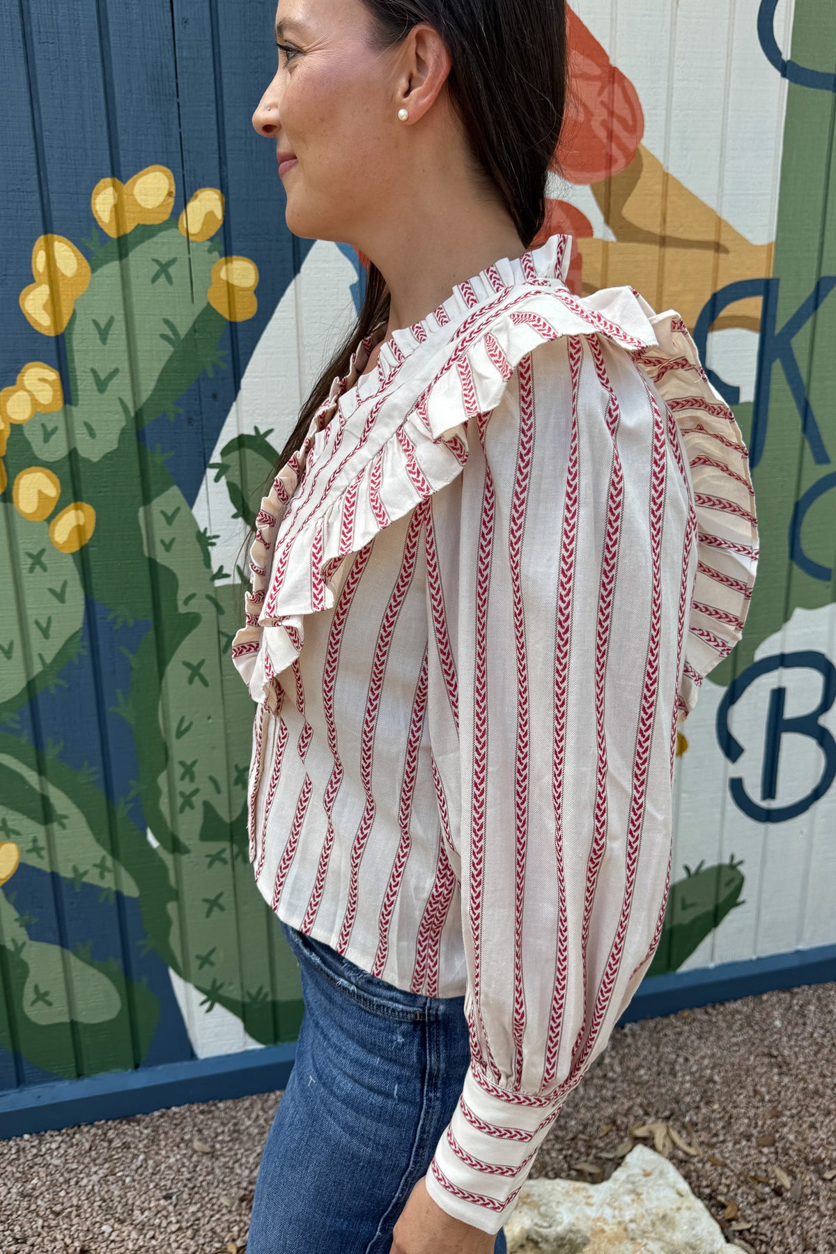 &nbsp;Ruffled (but not too ruffled) and stunning, this 100% cotton top is an effortless piece made for everyday wear on the days when you want to feel well styled. Its lightweight feel and easy silhouette make it perfect for layering or wearing solo. Designed with clean lines and breathable fabric, it’s a go-to for comfort and style.