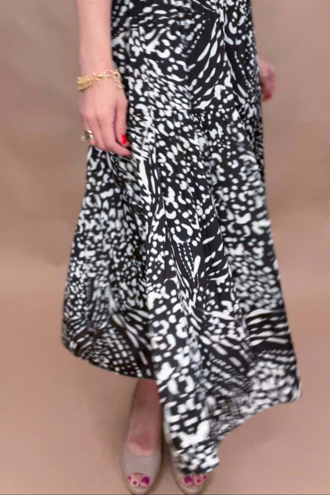 satin abstract print dress