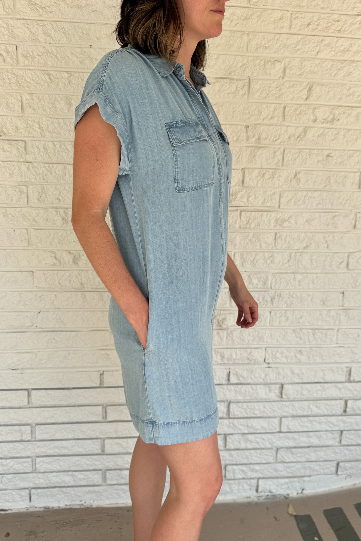 women’s tencel dress, lightweight denim look dress, soft tencel shirt dress, casual women’s dress, effortless women’s fashion, sustainable women’s clothing, boutique dresses online, women’s clothing boutique Blanco TX, boutique dresses Blanco Texas, Cotton & Cashmere women’s fashion, casual chic dresses for women, breathable summer dresses, women’s clothing online USA  