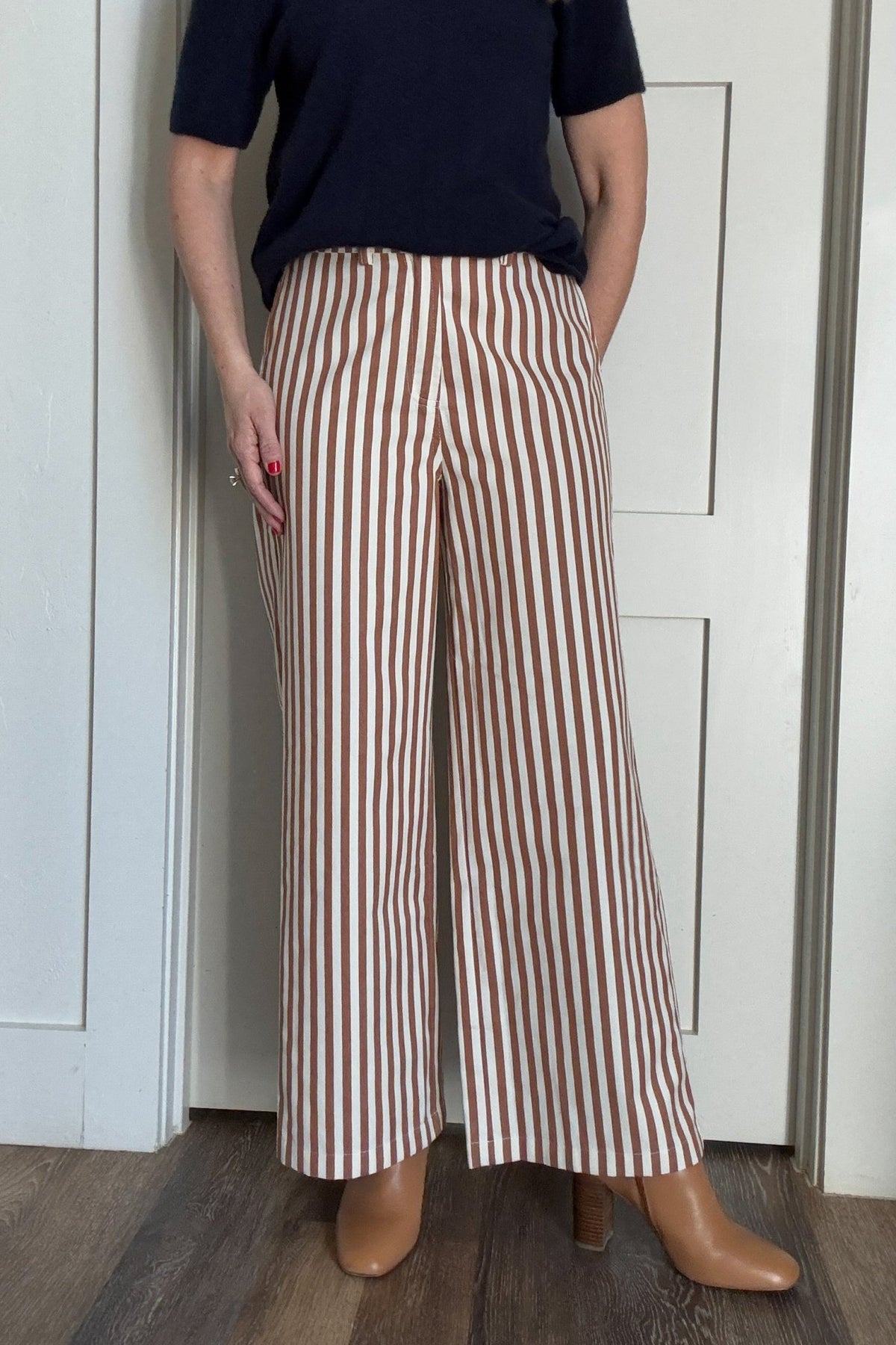 Striped Wide Leg Pants - Cotton & Cashmere