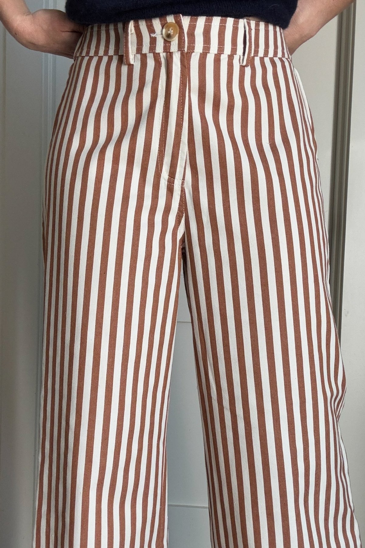 Striped Wide Leg Pants - Cotton & Cashmere