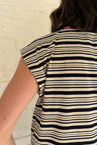 shop women’s cotton tops online USA, women’s boutique in Blanco Texas, striped 100% cotton top, boutique women’s fashion near me, effortless women’s clothing, casual women’s summer tops, Cotton & Cashmere boutique