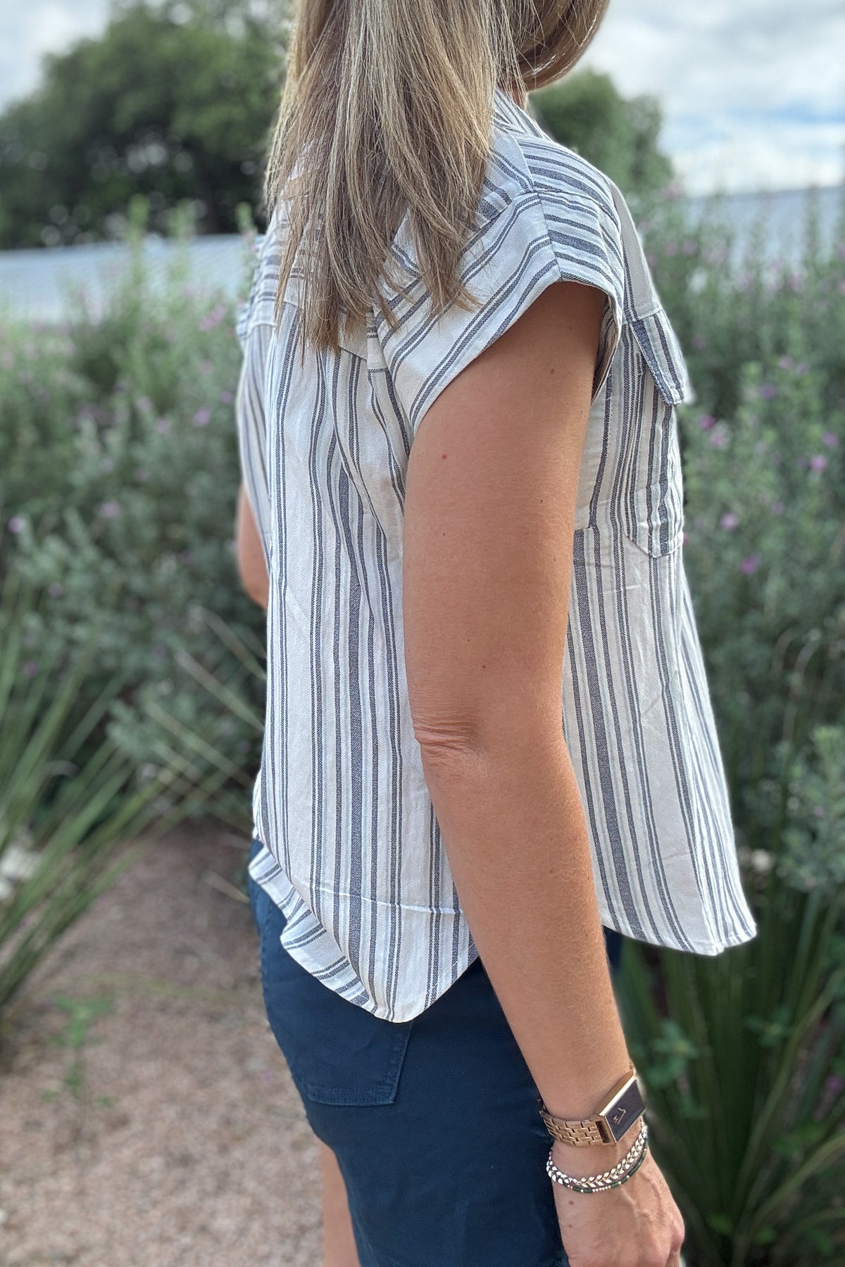 striped button up top
women’s striped shirt
blue and white striped top
casual button up shirt
short sleeve button up top
women’s everyday tops
collared striped shirt
boutique tops for women
effortless style boutique
Cotton and Cashmere Blanco Texas
women’s clothing boutique Blanco TX
casual summer tops
easy women’s fashion
Blanco Texas boutique shopping
women’s fashion Blanco TX