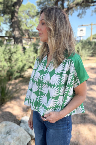 women’s cotton button down top, cotton poplin blouse, cropped button down shirt, lightweight cotton top, women’s vacation top, resort wear top, breezy cotton blouse, casual women’s button up shirt