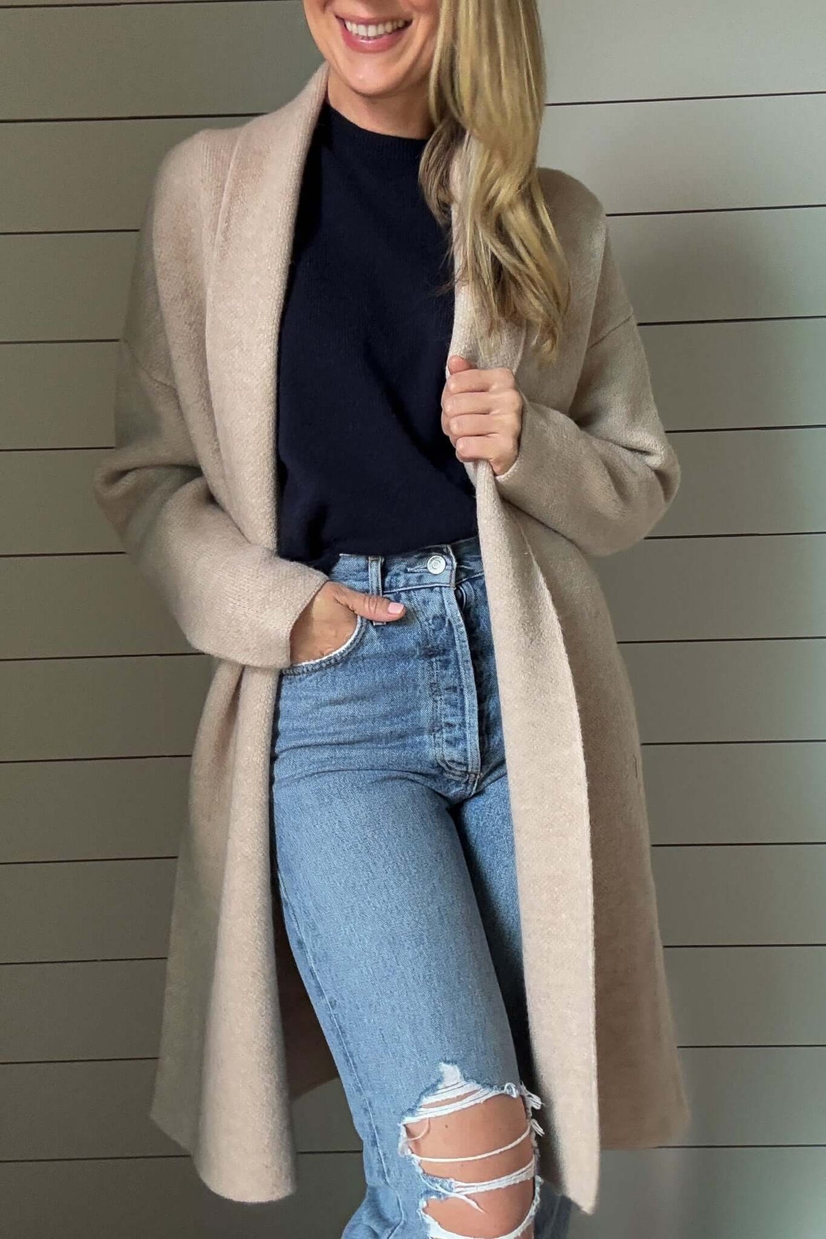 cotton and cashmere sweater coat for warm winter wear and effortless style